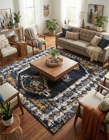 Blue Tagine Square Rug