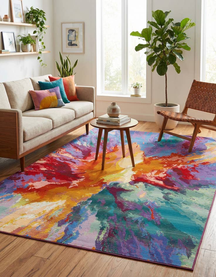 Detail image of 5' 3 x 8' Washable Modern Indoor / Outdoor Rug