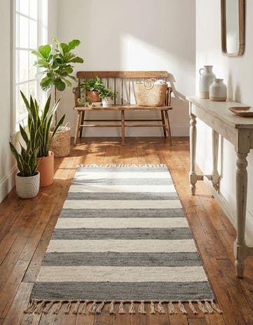 2' 7 x 6' 1 Hand Woven Chindi Rag Runner Rug