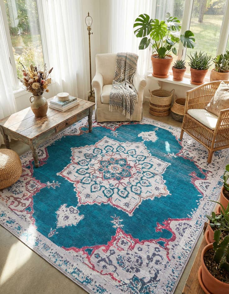 Detail image of 7' 10 x 7' 10  Washable Renaissance Square Rug