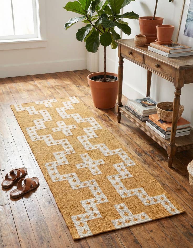 Detail image of 2' x 6' 1 Hand Woven Kilim Wool Runner Rug