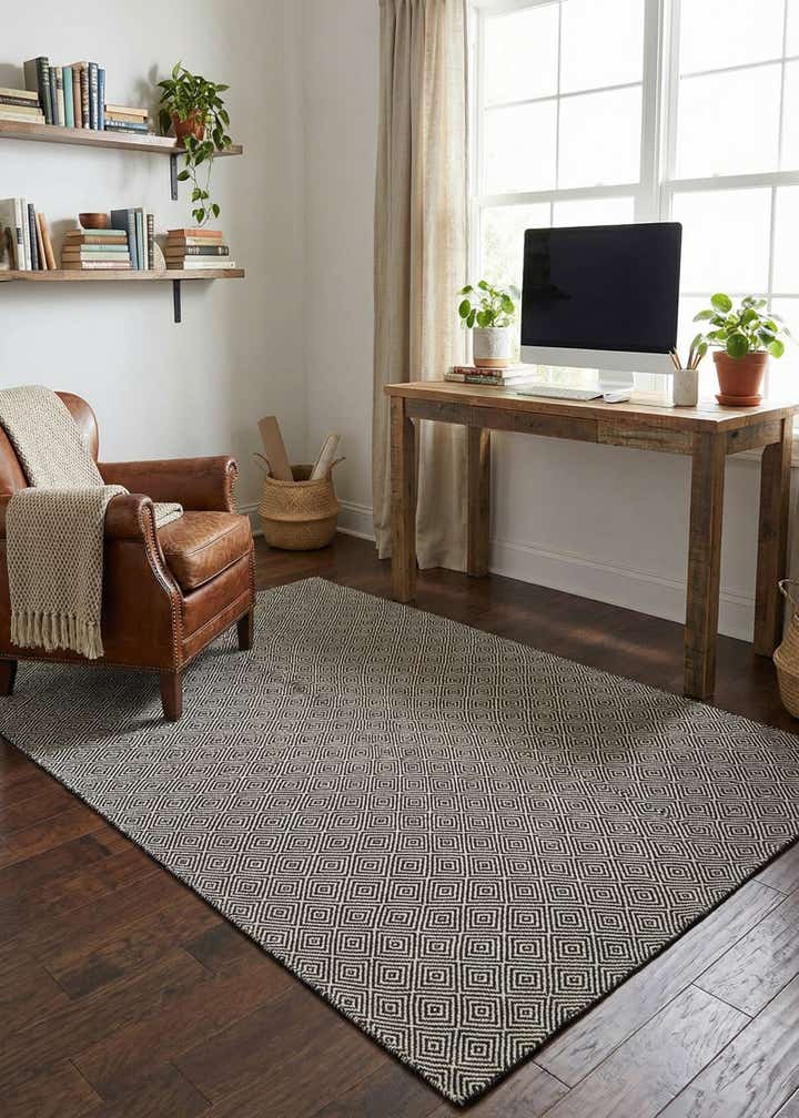 6' 1 x 9' Hand Woven Geo Trellis Flatweave Rug