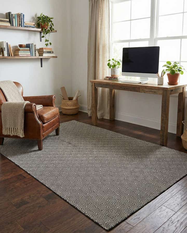 6' 1 x 9' Hand Woven Geo Trellis Flatweave Rug