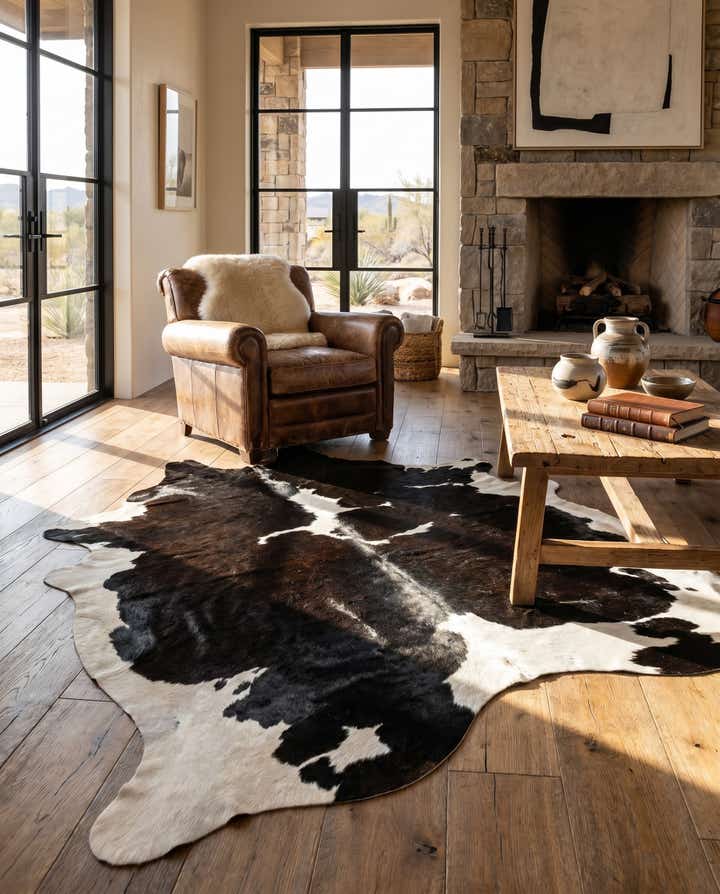 6' 2 x 6' 8 Cowhide Leather Square Rug