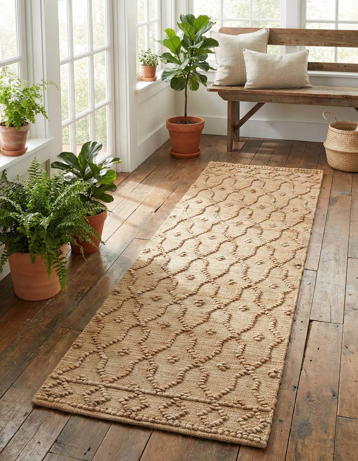 Detail image of 2' x 6' 1  Hand Woven Larsa Jute Runner Rug