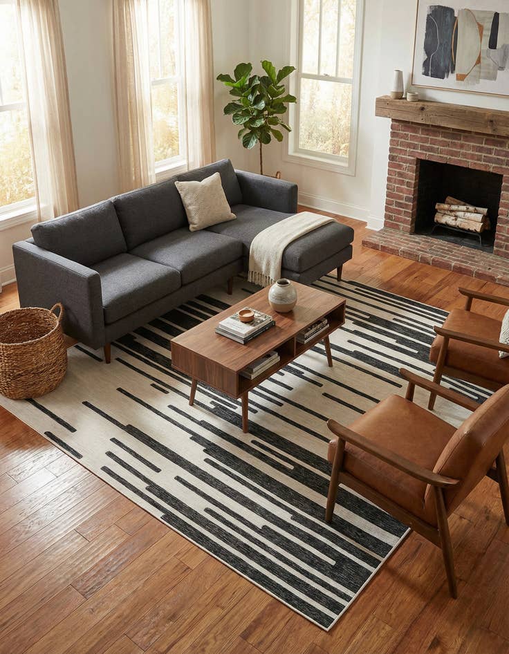 Detail image of 10' x 10' Washable Modern Indoor / Outdoor Square Rug