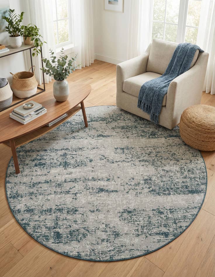 Detail image of  6' x 6'  Washable Modern Indoor / Outdoor Round Rug