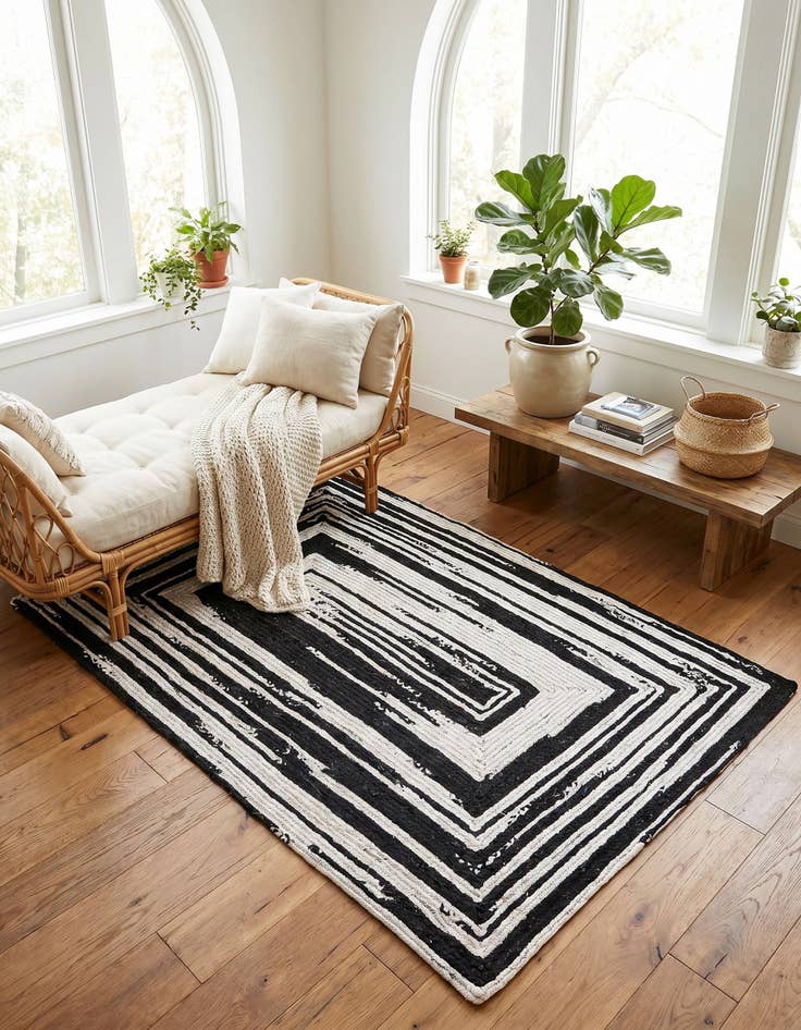 Detail image of 5' 1 x 8' Handmade Braided Chindi Rug
