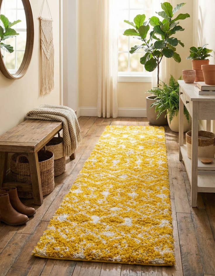 Detail image of 2' x 7' Moroccan Trellis Shag Runner Rug