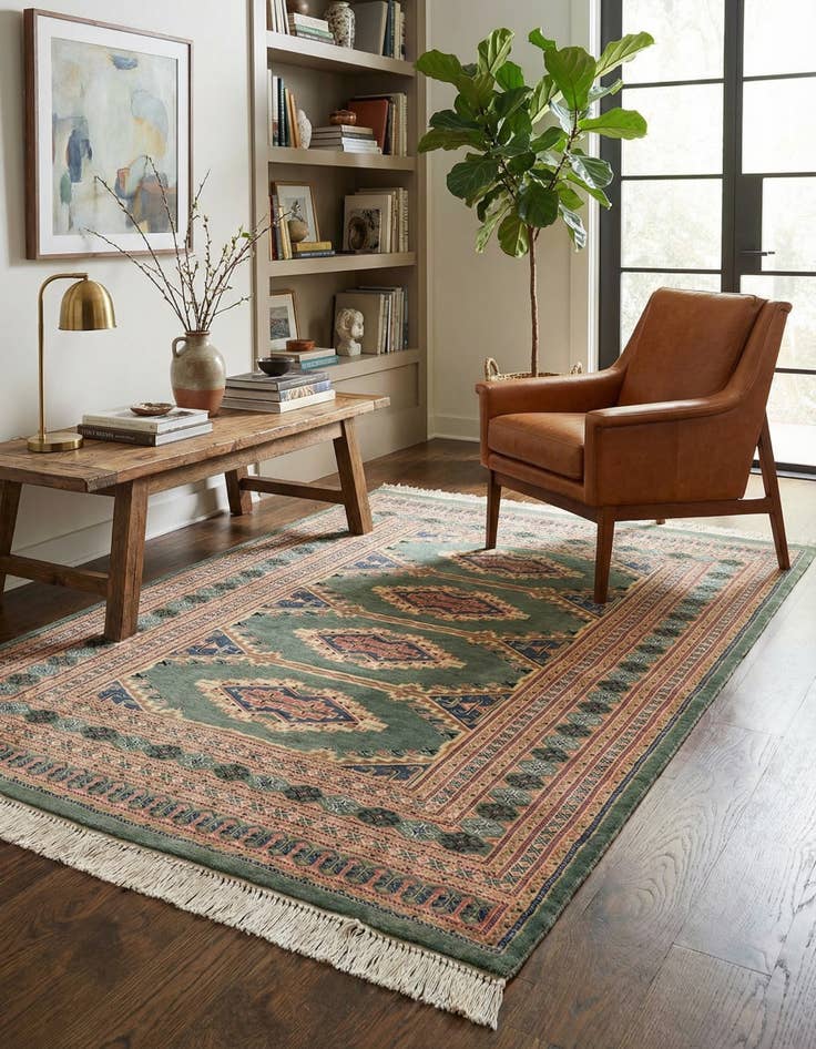 Detail image of 4' 2 x 5' 6 Hand Knotted Bokhara Oriental Rug