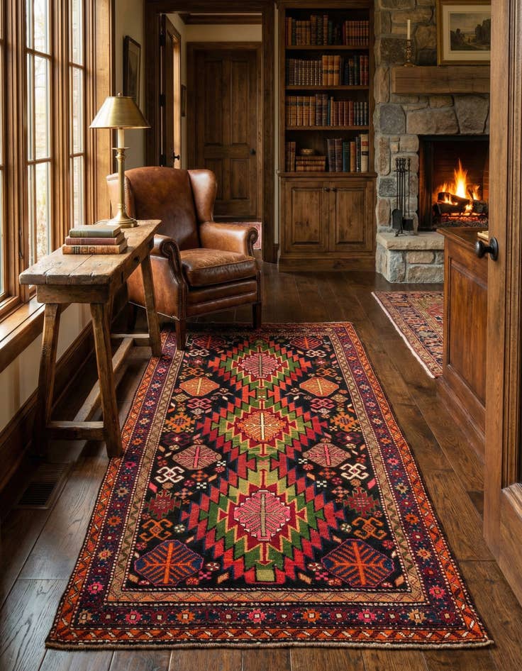 Detail image of 4' 5 x 8' 6 Hand Knotted Kazak Oriental Wool Runner Rug