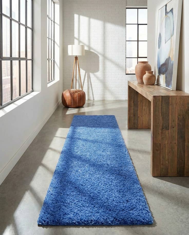 Detail image of 2' 7 x 14' Solid Shag Runner Rug