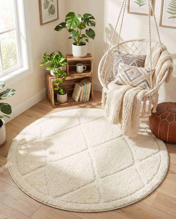 4' x 4' Lattice Shag Round Rug