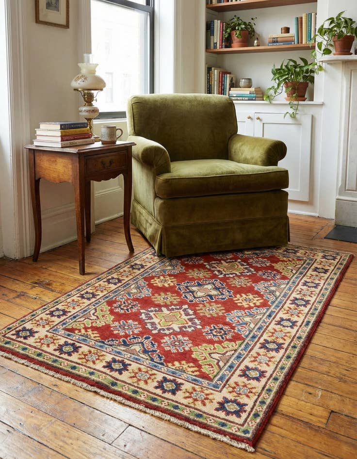 Detail image of 2' 8 x 4' 2 Hand Knotted Kazak Rug