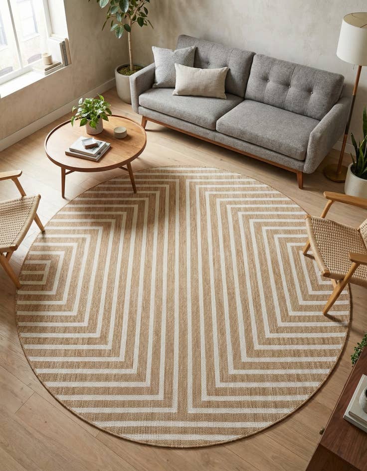 Detail image of 6' x 6' Easy-Clean Modern Indoor / Outdoor Round Rug
