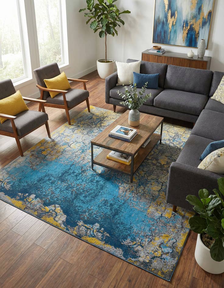 Detail image of 10' x 10'  Washable Modern Indoor / Outdoor Square Rug