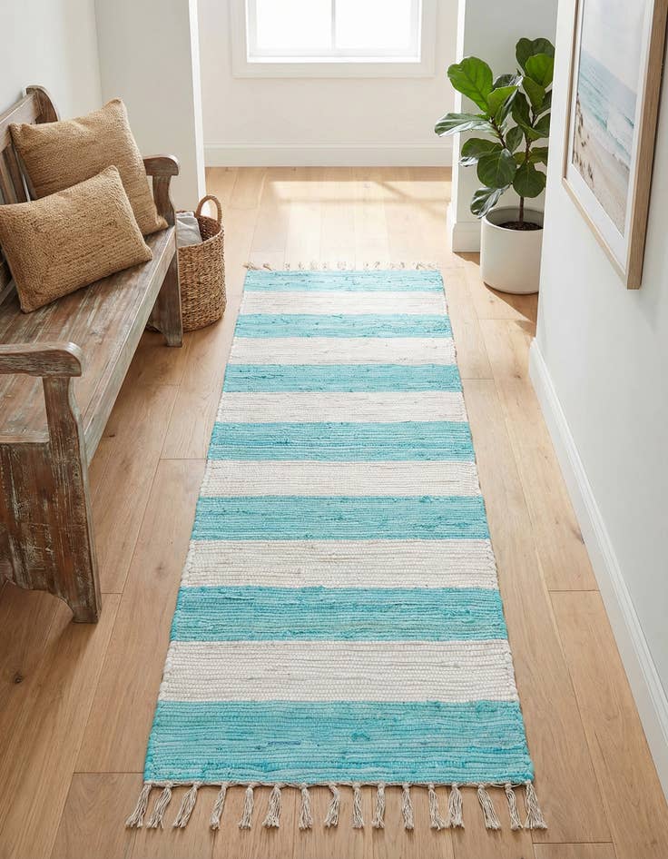 Detail image of 2' 2 x 6' 1  Hand Woven Chindi Rag Runner Rug