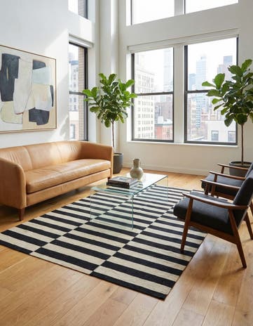 4' 3 x 5' 10 Hand Woven Kilim Modern Wool Rug