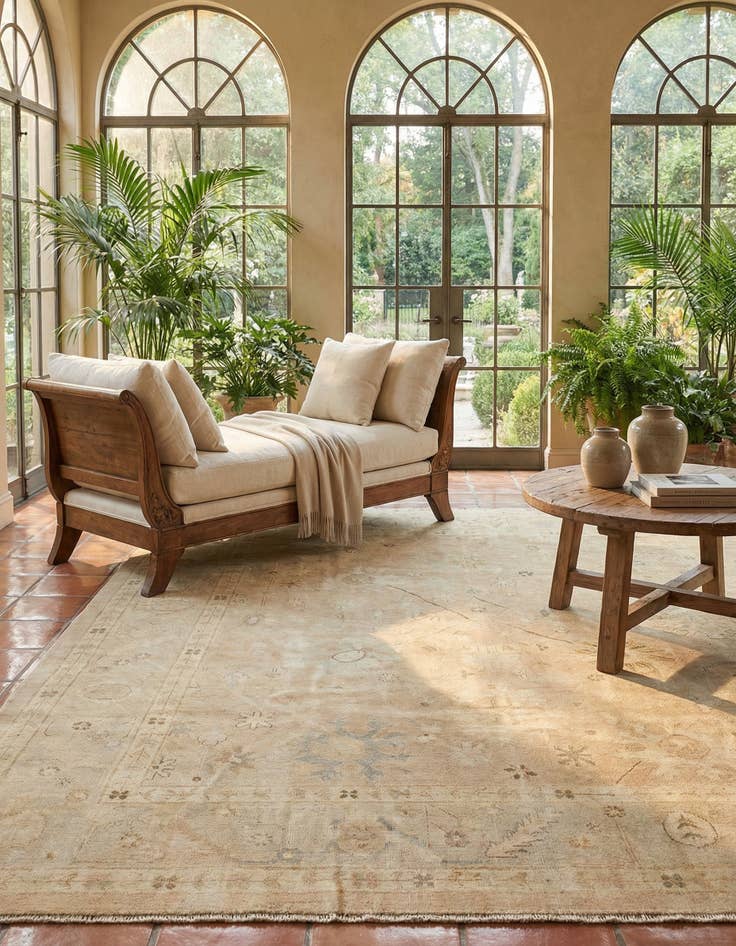 Detail image of 8' 6 x 9' 9 Hand Knotted Oushak Wool Rug