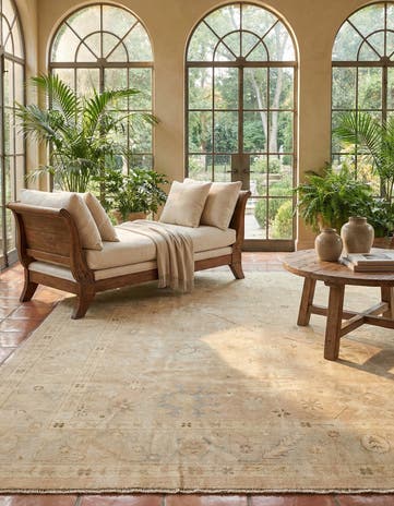 8' 6 x 9' 9 Hand Knotted Oushak Wool Rug