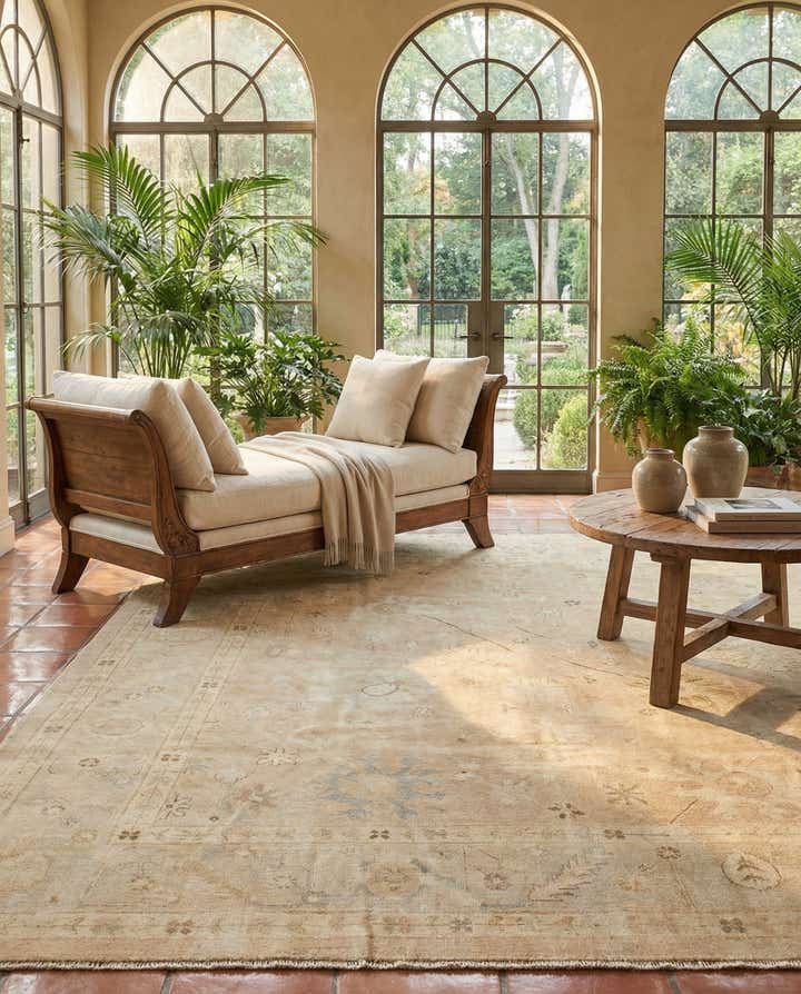 8' 6 x 9' 9 Hand Knotted Oushak Wool Rug