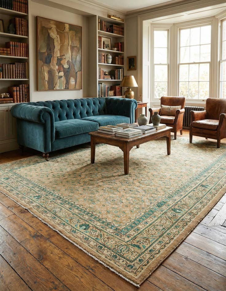 Detail image of 10' 4 x 13' 10 Hand Knotted Farahan Persian Wool Rug