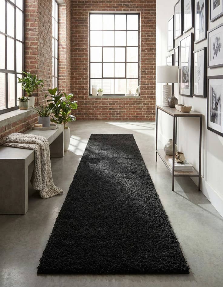 Detail image of 2' 7 x 13' Solid Shag Runner Rug