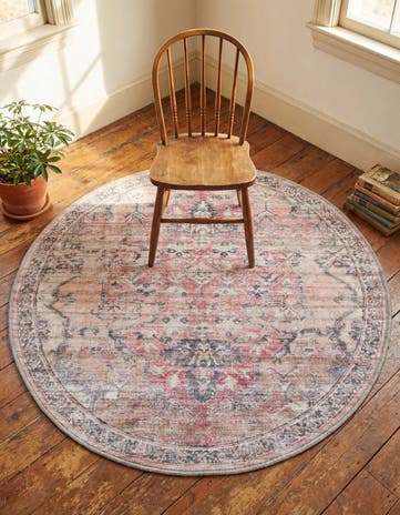 4' x 4' Washable Nostalgia Round Rug