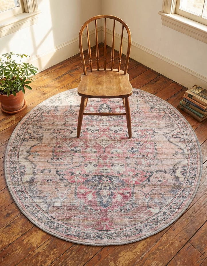 4' x 4' Washable Nostalgia Round Rug