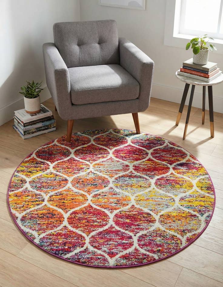 Detail image of  4' x 4' Lattice Frieze Round Rug