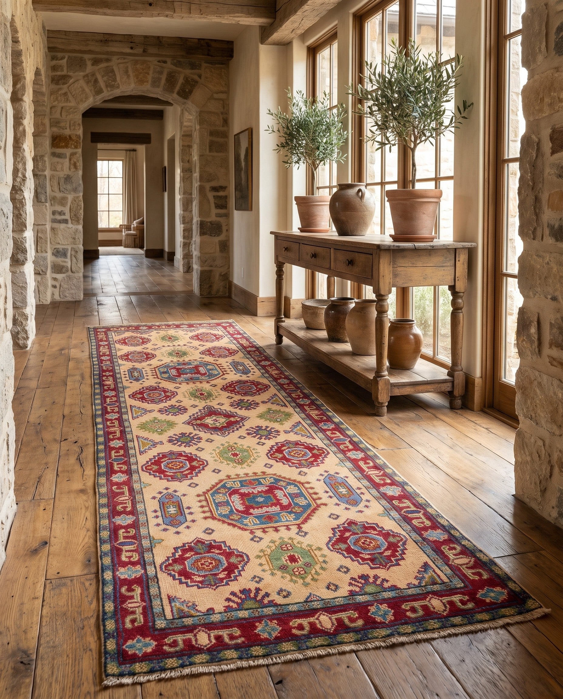 Detail image 3 of 10: 2' 8 x 6' 6 Hand Knotted Kazak Runner Rug