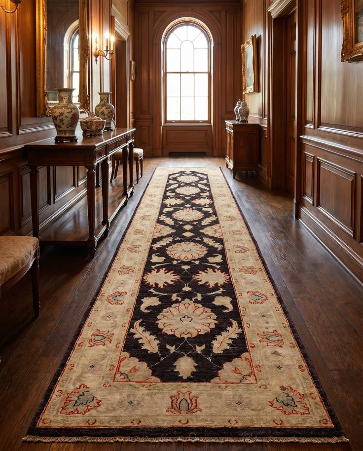 Detail image of 2' 6 x 10' 1 Hand Knotted Pershawar Ziegler Runner Rug