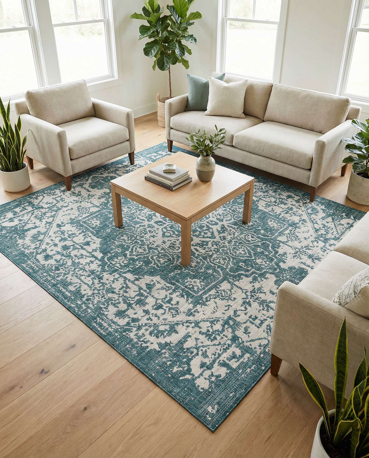 7' 10 x 7' 10 Easy-Clean Jill Zarin Dubai Indoor / Outdoor Square Rug