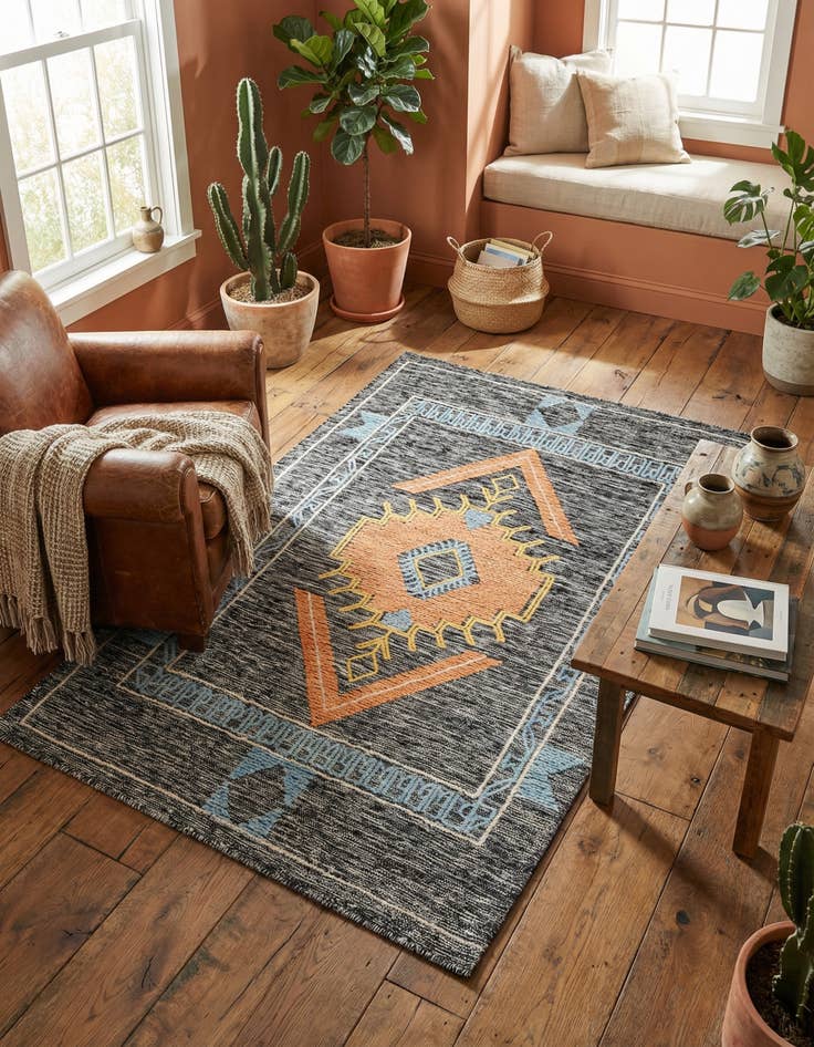 Detail image of 4' 1 x 6' 1  Hand Woven Kilim Wool Rug