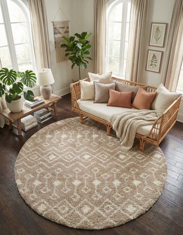 10' x 10' Moroccan Trellis Shag Round Rug