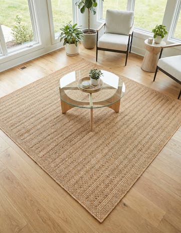 Light Brown Easy-Clean Border Indoor / Outdoor Square Rug