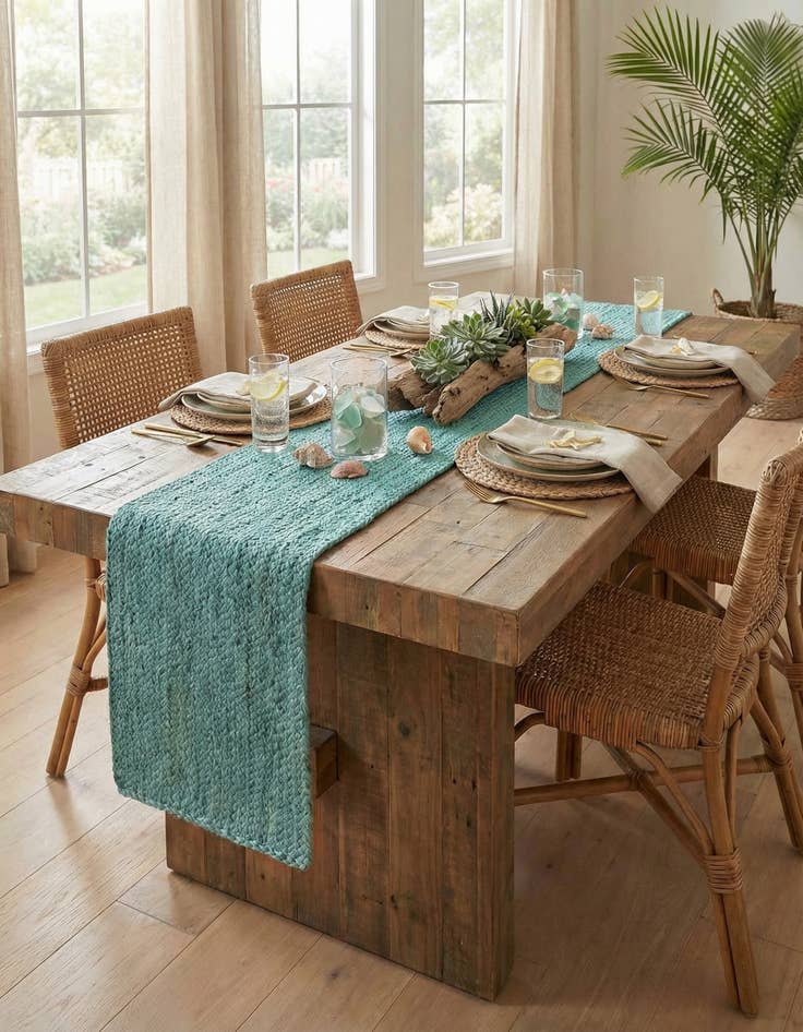 Detail image of 1' 2 x 10' Handmade Braided Jute Table Runner Rug