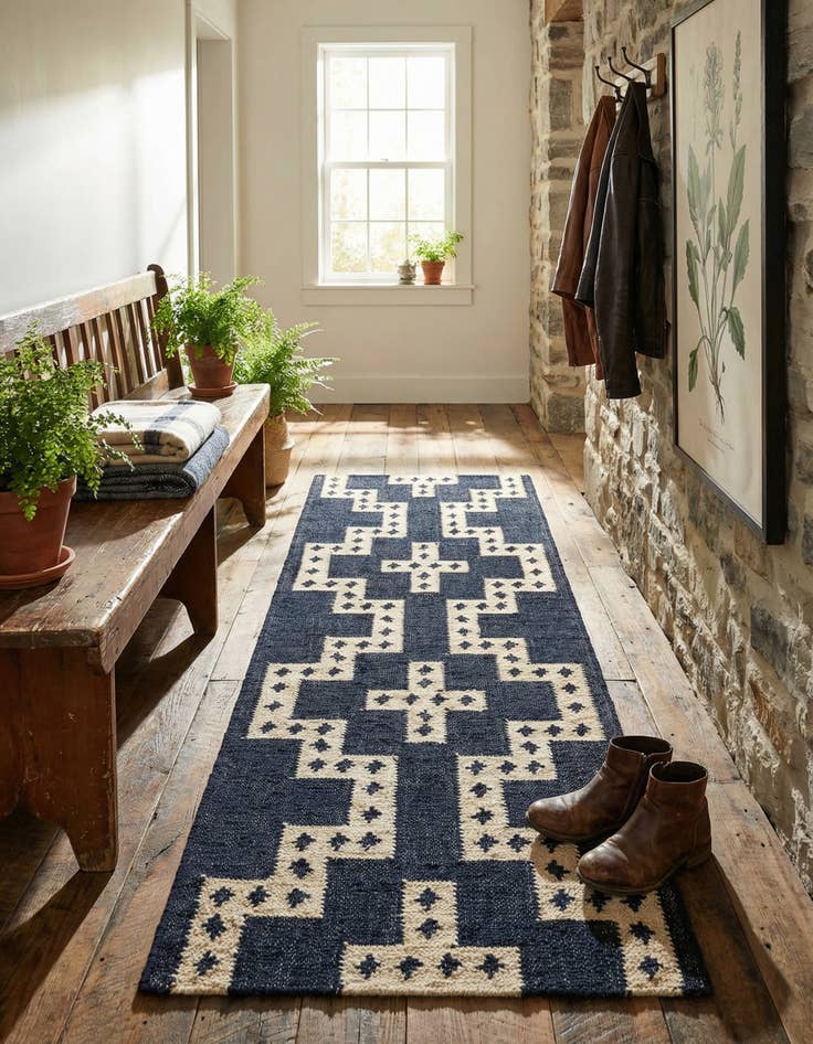 Detail image of 2' x 6' 1 Hand Woven Kilim Wool Runner Rug