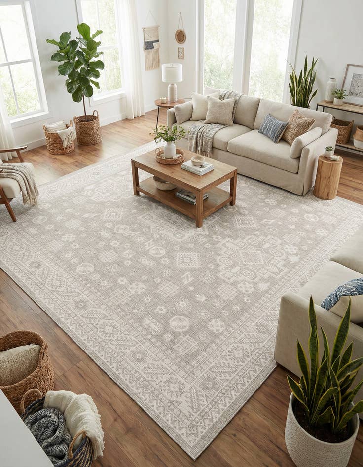 Detail image of 10' x 10'  Washable Aztec Indoor / Outdoor Square Rug