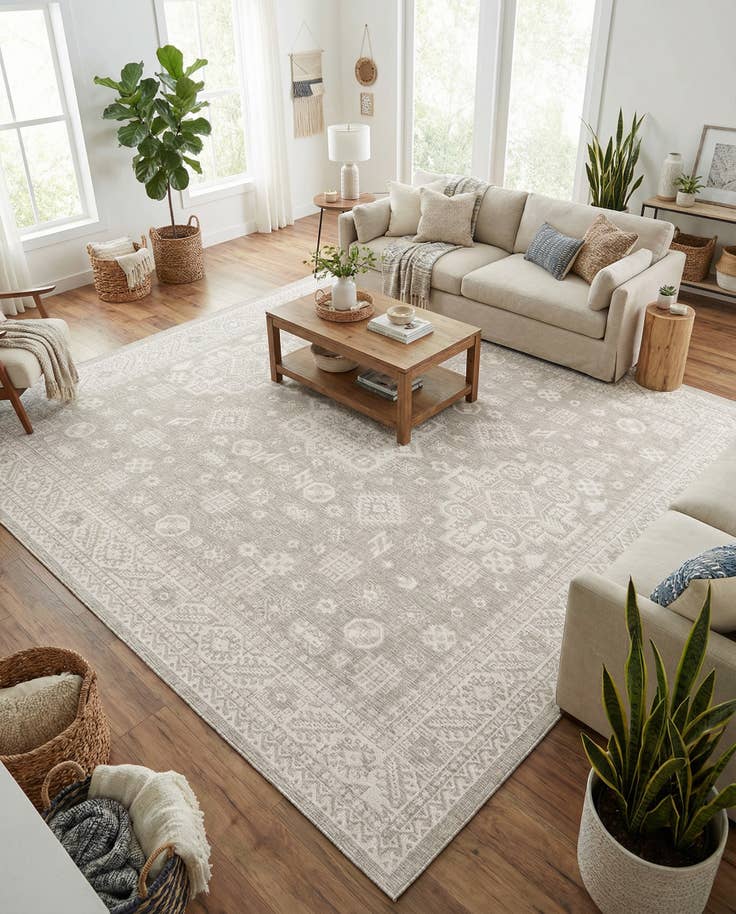 Detail image of 10' x 10' Easy-Clean Aztec Indoor / Outdoor Square Rug