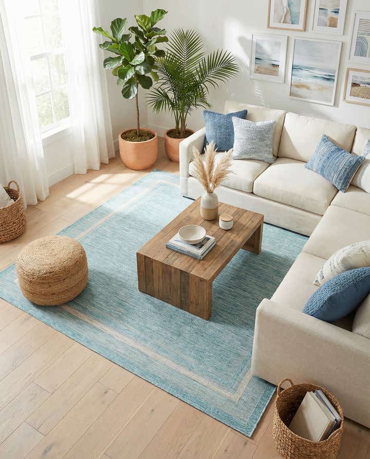 7' x 10' Easy-Clean Border Indoor / Outdoor Rug