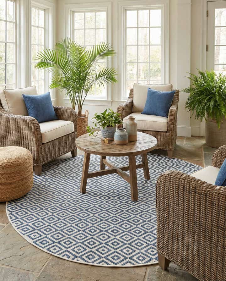 7' x 7' Easy-Clean Jill Zarin Indoor / Outdoor Round Rug