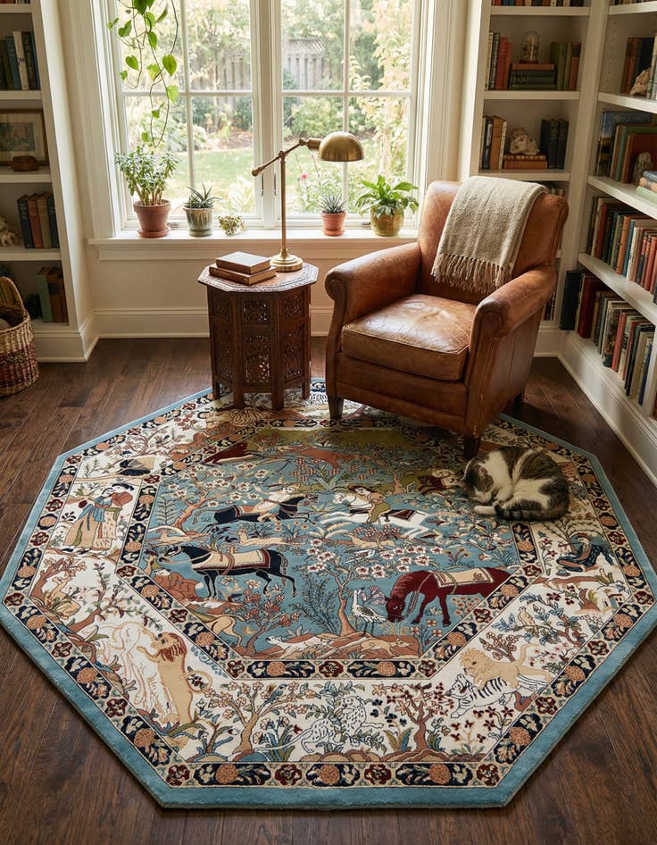 Detail image of 7' 10 x 7' 10 Nain Design Octagon Rug