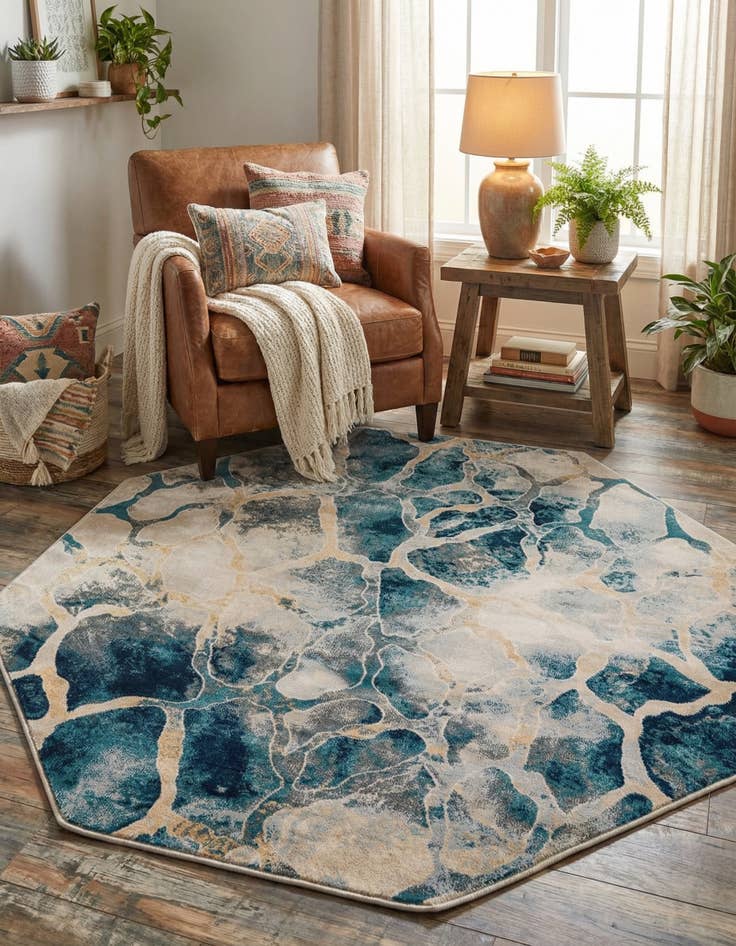 Detail image of 5' 3 x 5' 3 Ethereal Octagon Rug