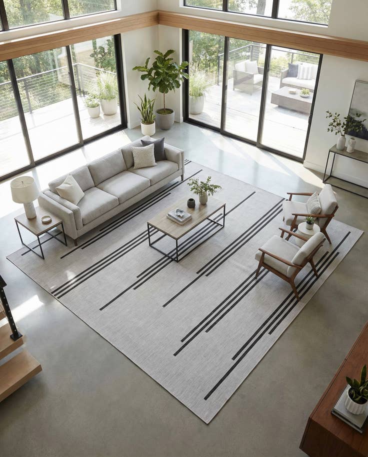 Detail image of 12' x 12' Easy-Clean Modern Indoor / Outdoor Square Rug