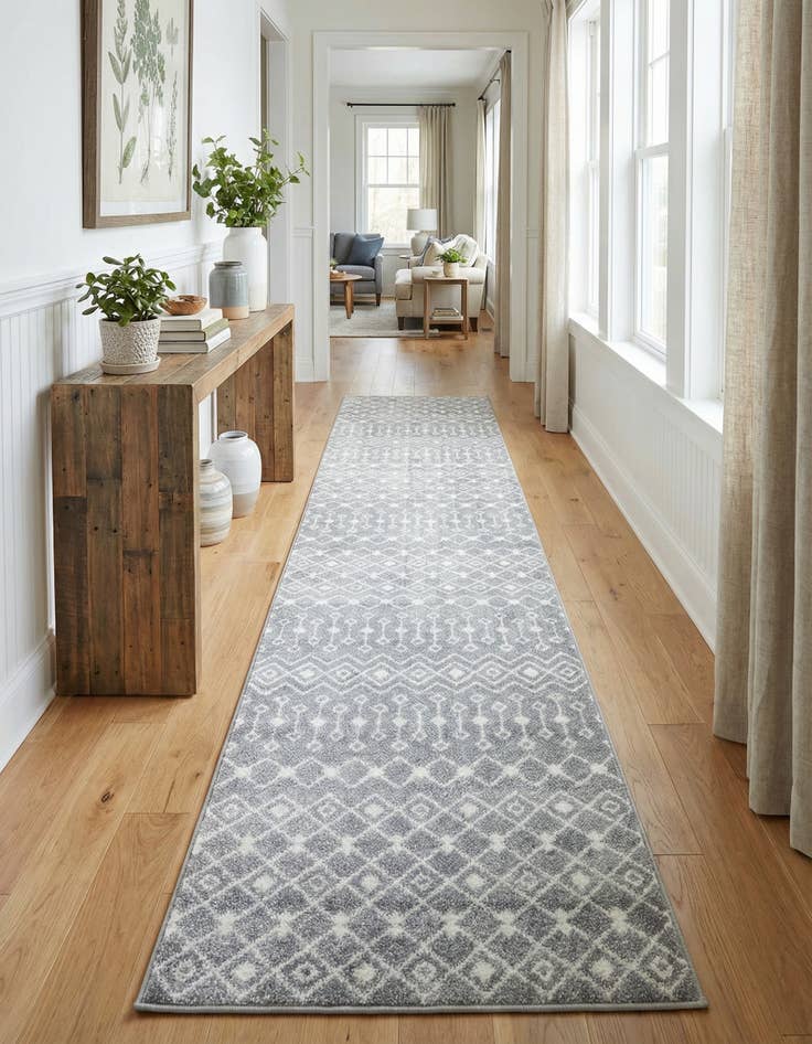 Detail image of 3' 3 x 16' 5 Moroccan Trellis Runner Rug