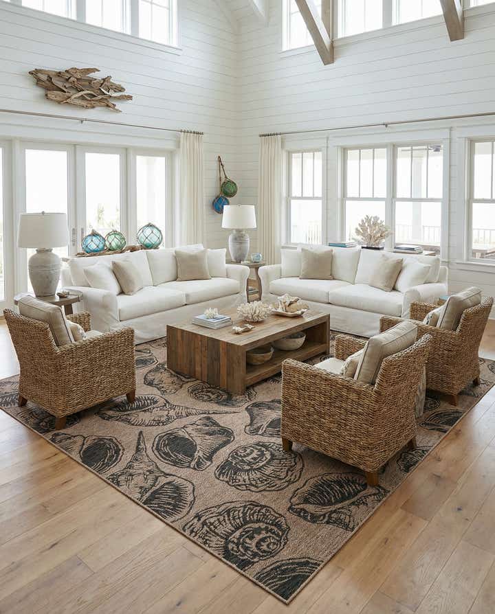 13' x 13' Easy-Clean Coastal Indoor / Outdoor Square Rug