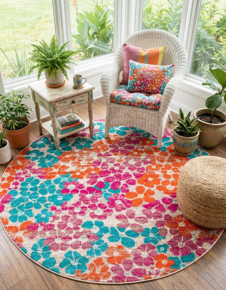 Detail image of  7' x 7' Azalea Round Rug