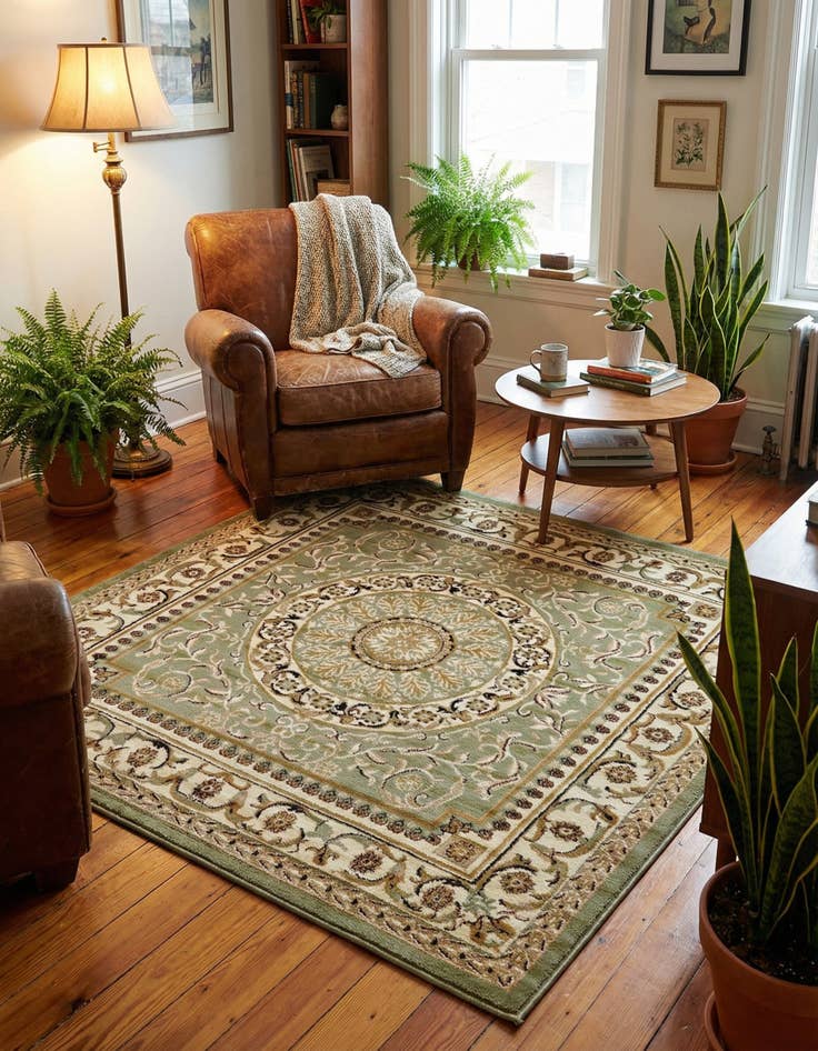 Detail image of 6' x 6' Classic Aubusson Square Rug