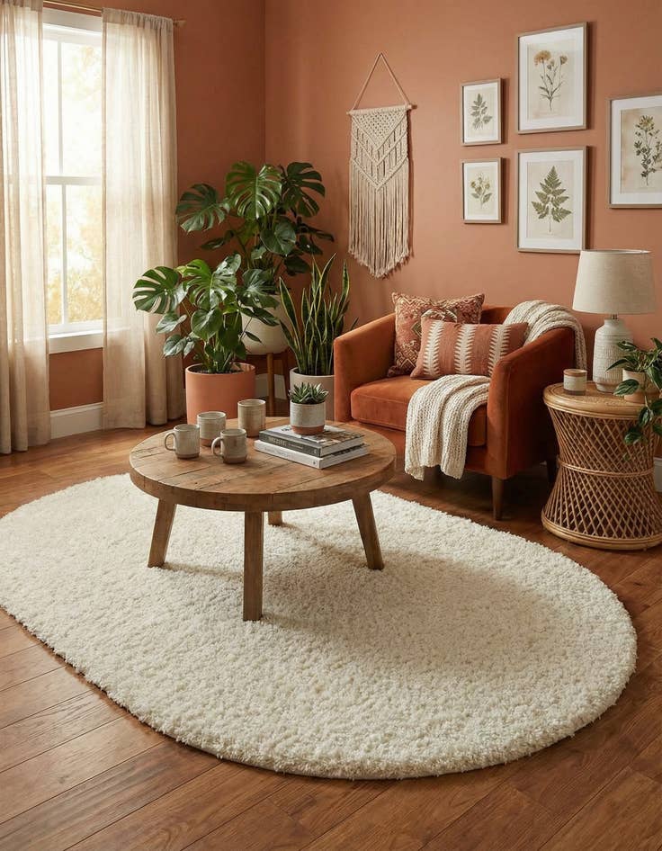 Detail image of 5' 3 x 8' Solid Shag Oval Rug